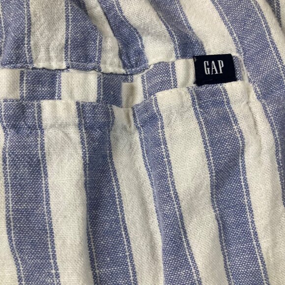 Womens Gap Linen Blend Striped Shorts Stretch Waist White Blue 2XL Linen Rayon - Picture 6 of 8